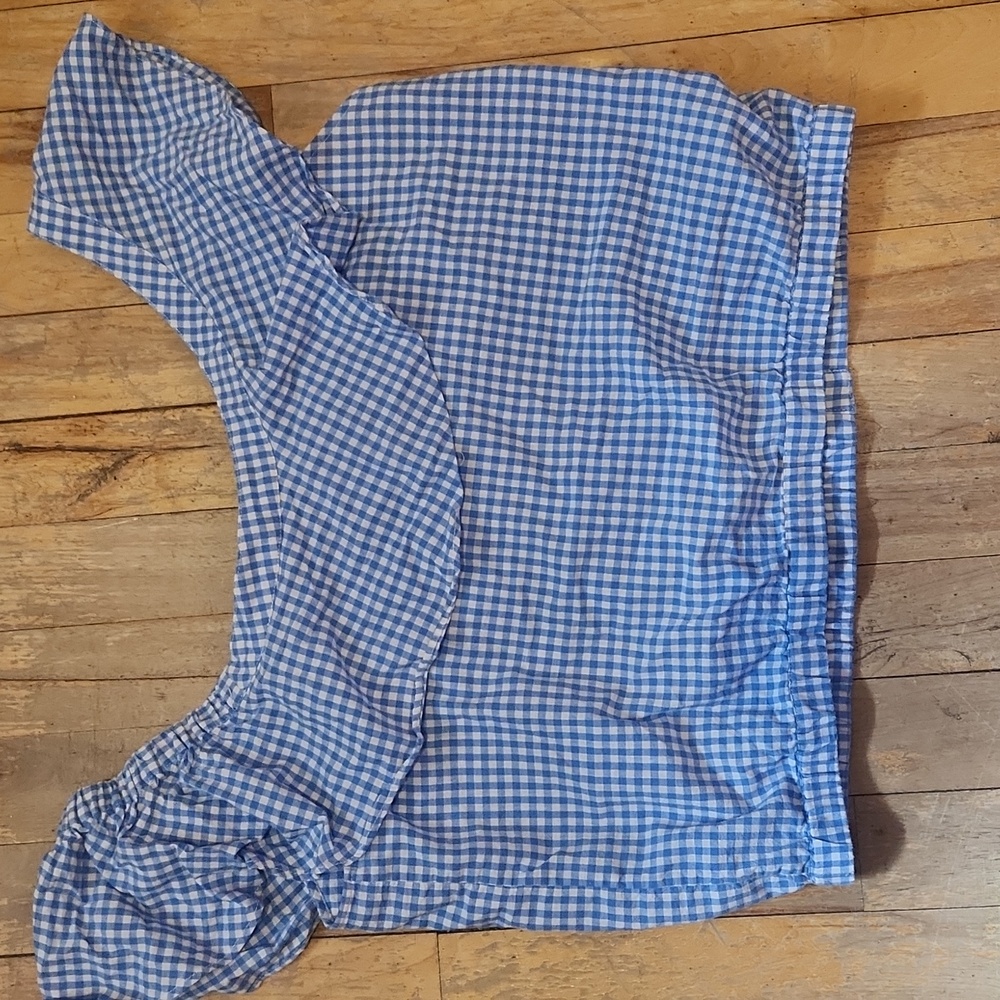 Simons Blue Gingham Ruffle Crop Top - Picture 4 of 5